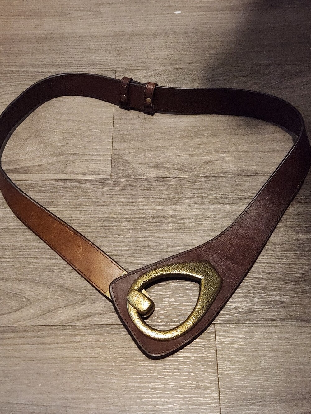 Brown Hip, Low Waist Hook Buckle Genuine Leather Belt Sz S/M